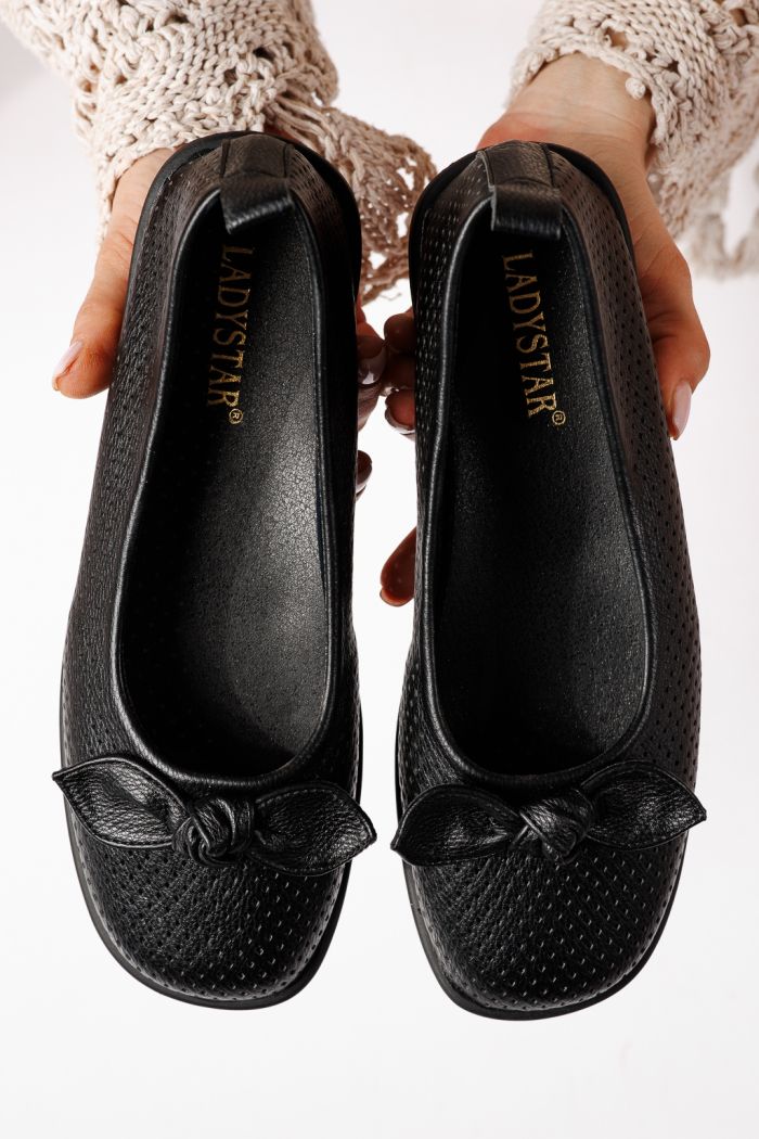 Női balettcipők fekete öko bőrből készült Amaris #24945