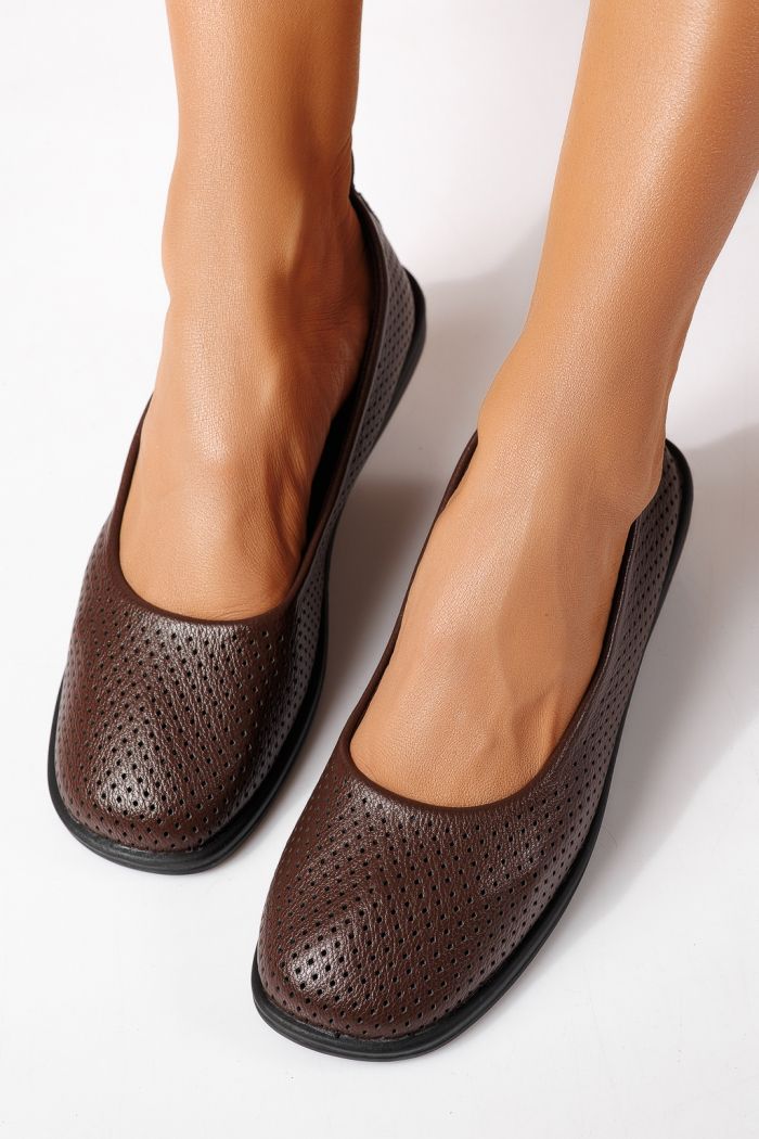 Női balettcipők barna öko bőrből készült Amaya #24879