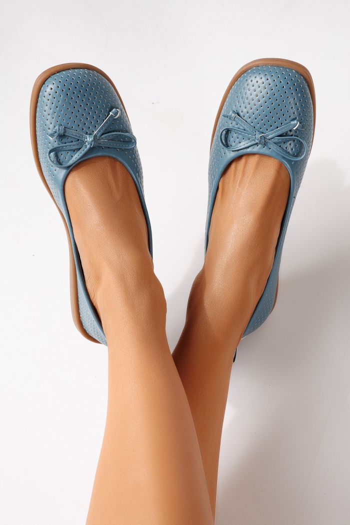 Balerini dama albastri din piele ecologica Brielle #24884