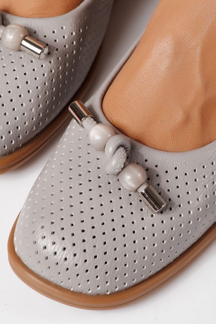 Női balettcipők szürke öko bőrből készült Aeliana #24871