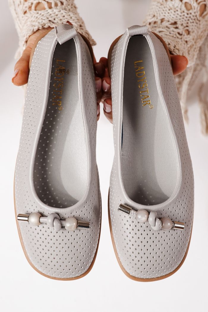 Balerini dama gri din piele ecologica Aeliana #24871