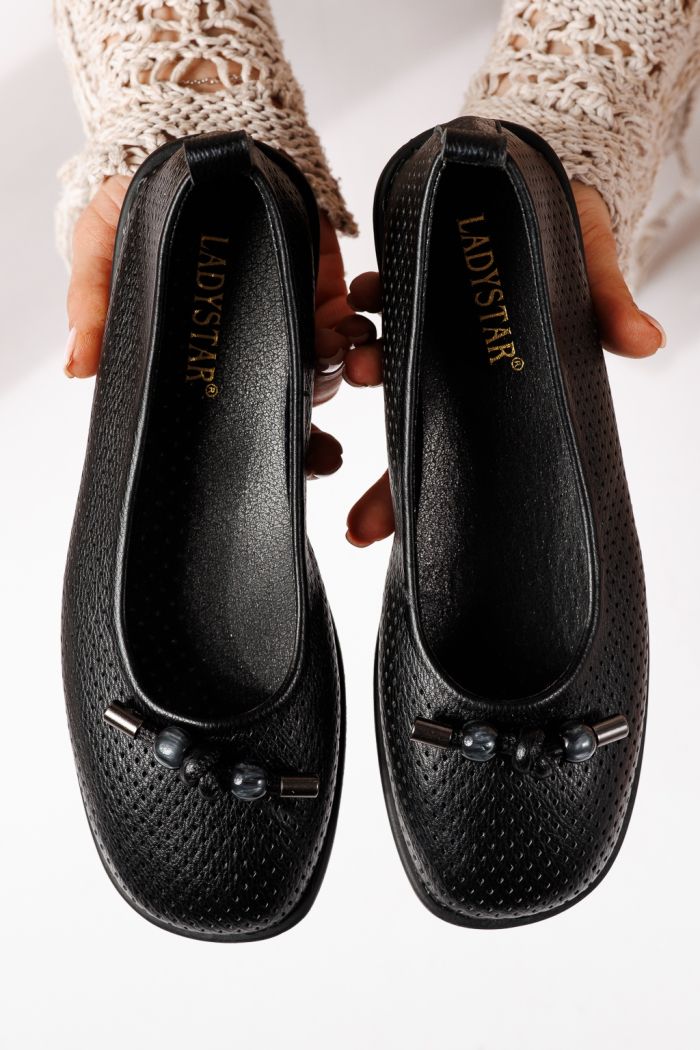 Női balettcipők fekete öko bőrből készült Aeliana #24872