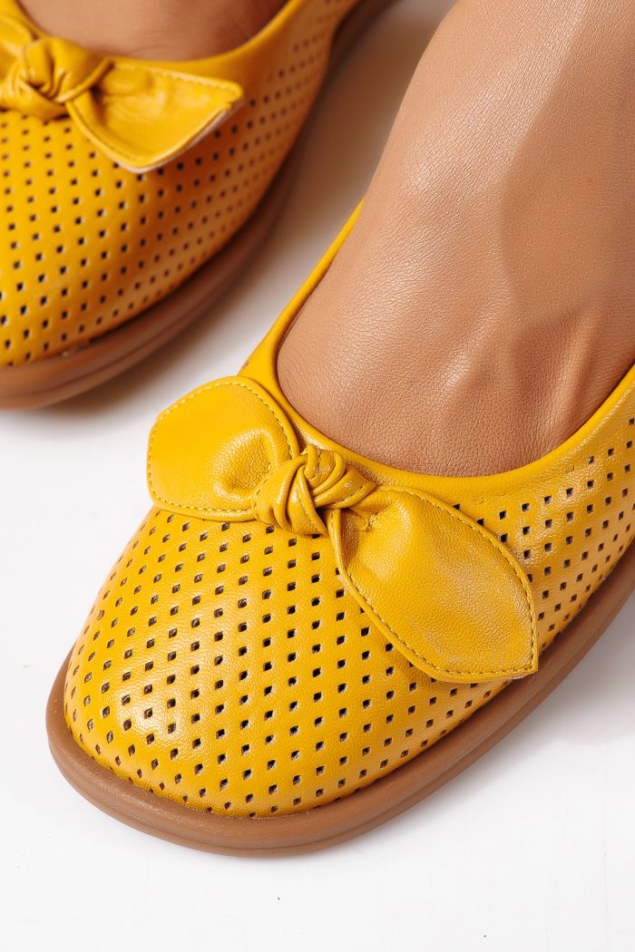 Balerini dama galbeni din piele ecologica Amaris #24878