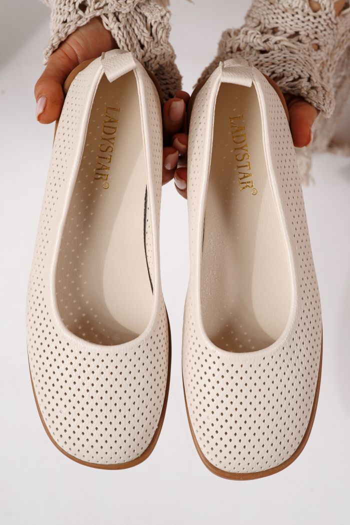 Balerini dama bej din piele ecologica Amaya #24881