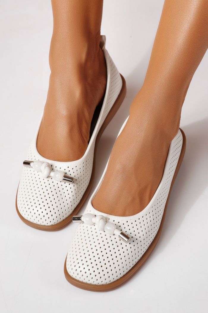 Balerini dama albi din piele ecologica Aeliana #24873