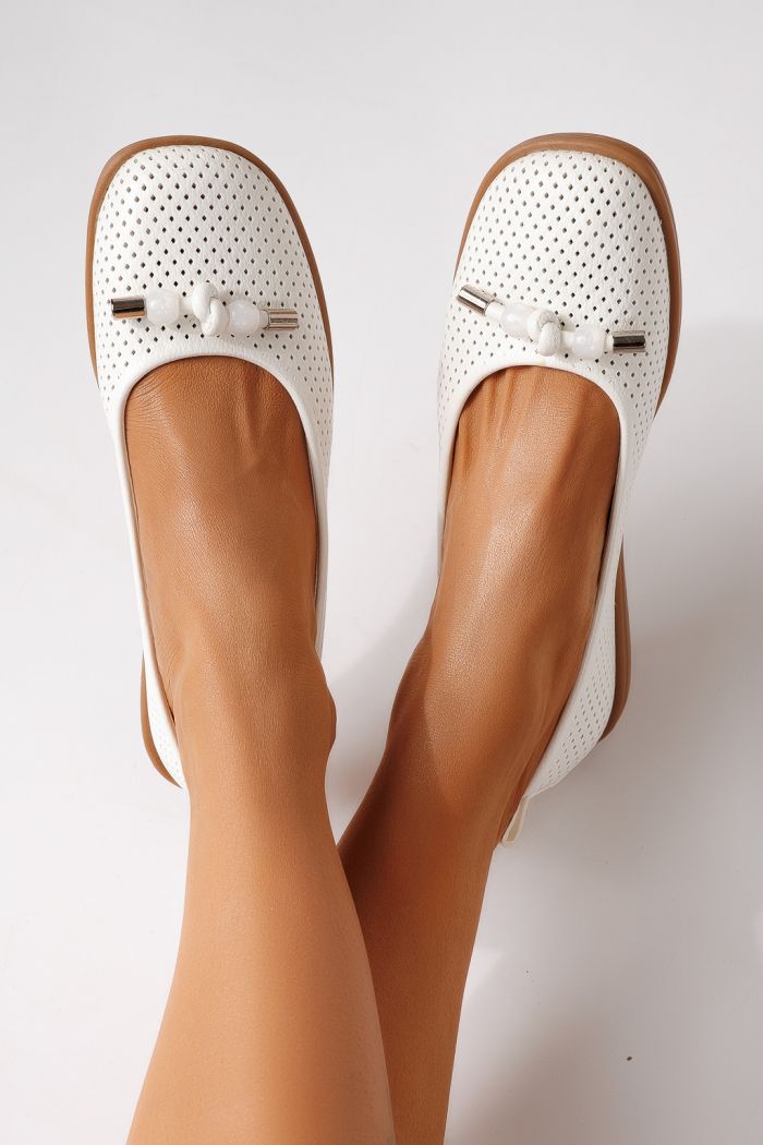 Női balettcipők fehéri öko bőrből készült Aeliana #24873