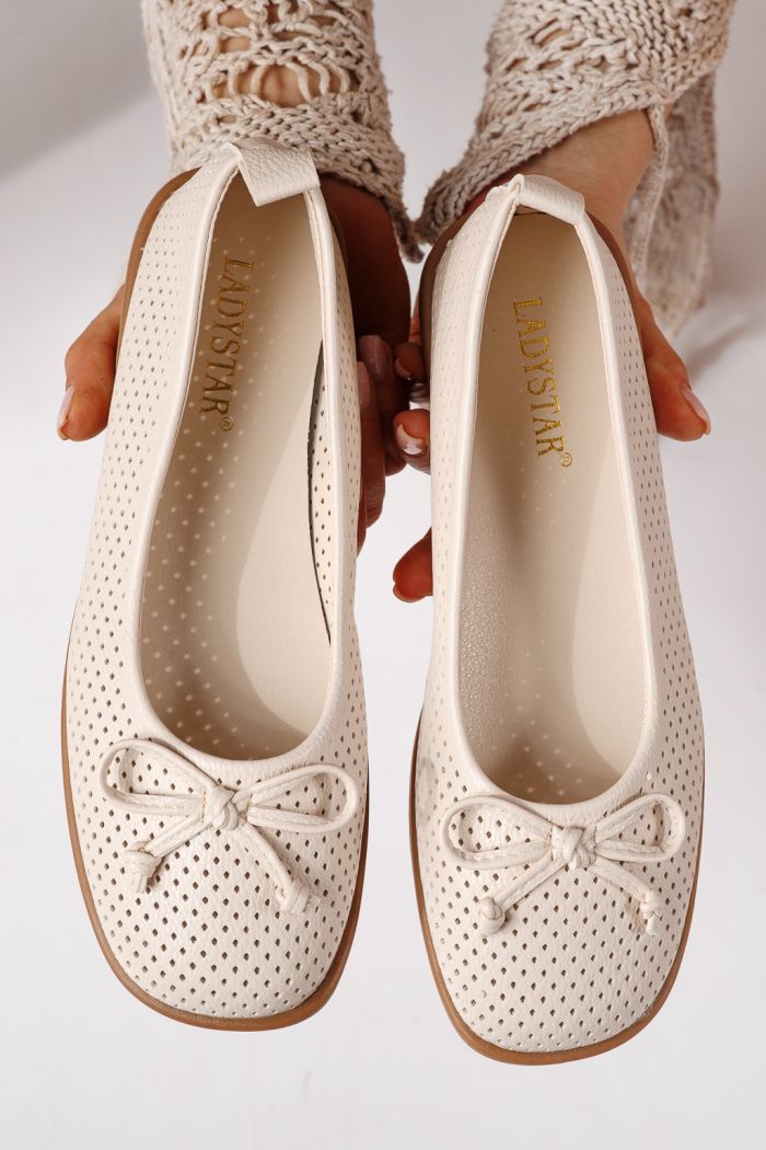 Női balettcipők bézs öko bőrből készült Brielle #24886