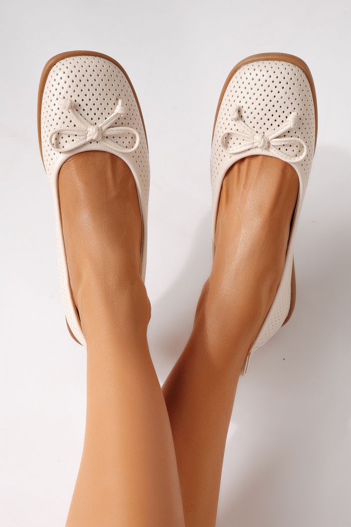 Balerini dama bej din piele ecologica Brielle #24886