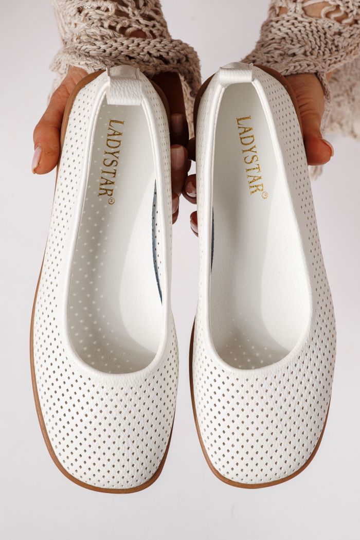 Balerini dama albi din piele ecologica Amaya #24882