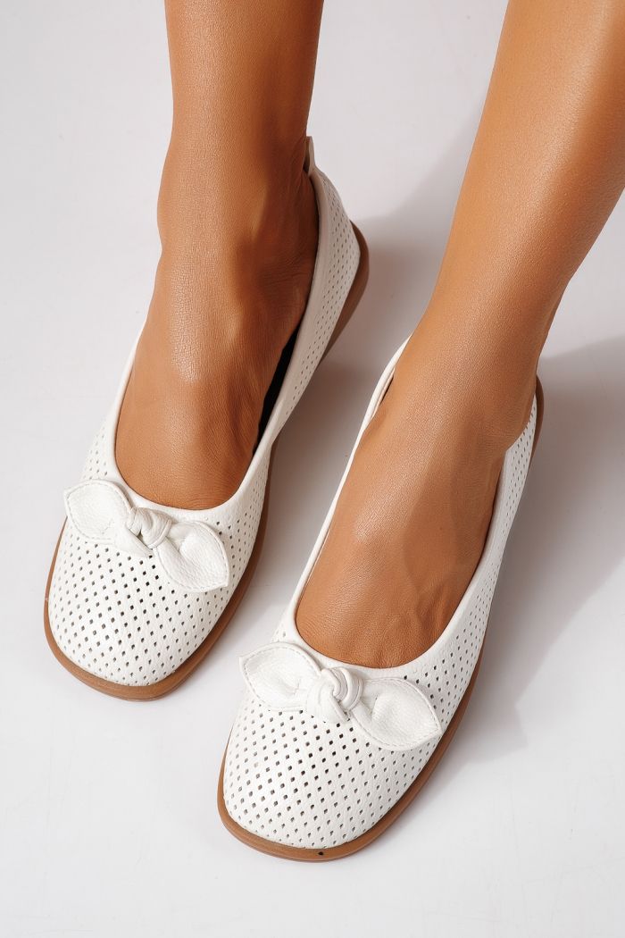 Női balettcipők fehéri öko bőrből készült Amaris #24876