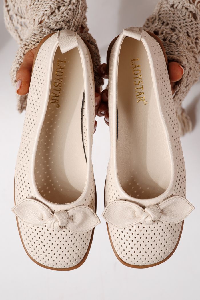 Balerini dama bej din piele ecologica Amaris #24875