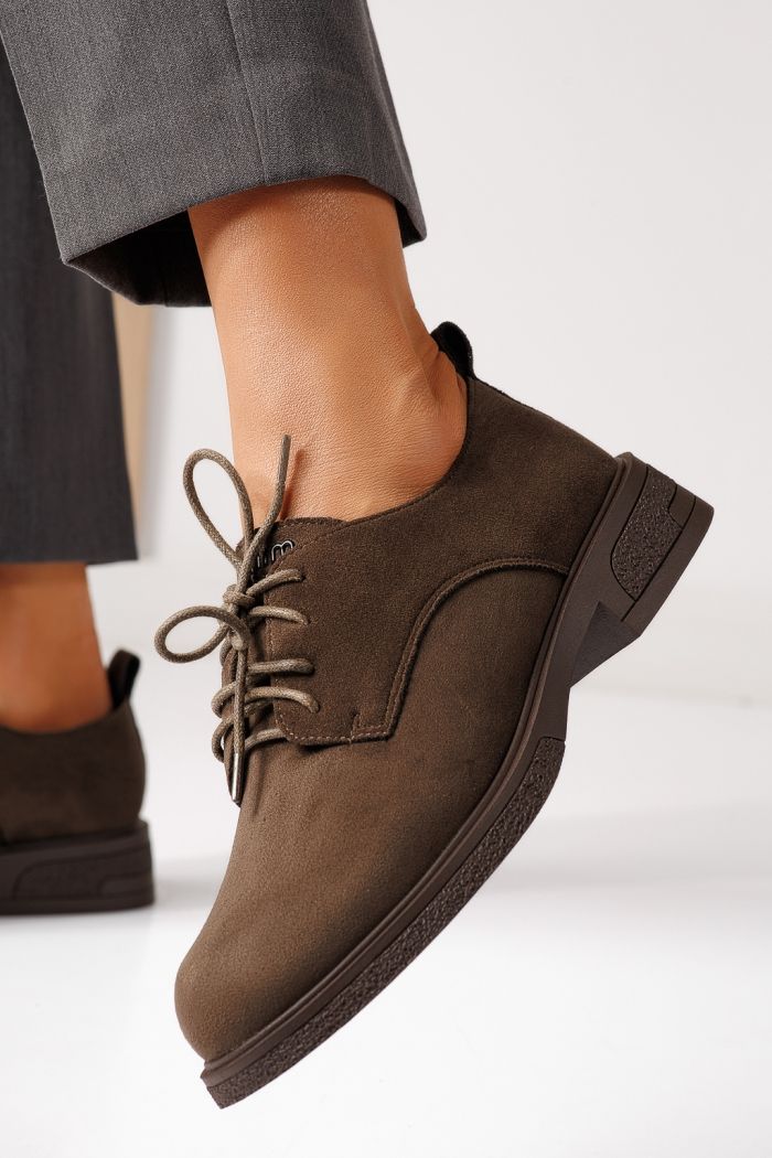 Pantofi casual dama verzi din piele ecologica intoarsa Bellamy #24890