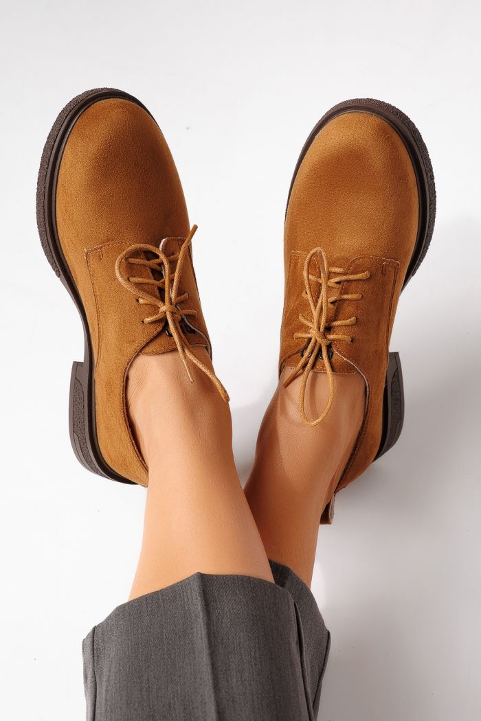 Pantofi casual dama maro din piele ecologica intoarsa Bellamy #24891