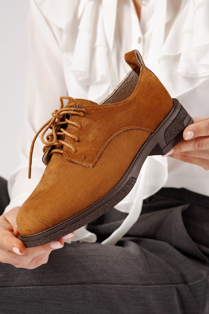 Pantofi casual dama maro din piele ecologica intoarsa Bellamy #24891