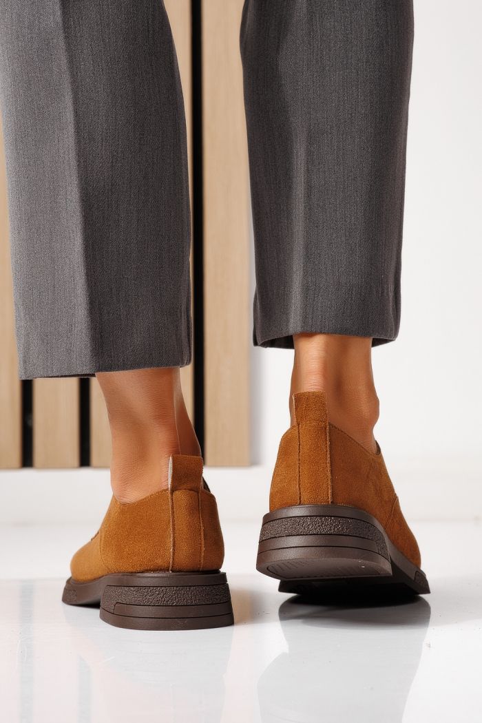 Pantofi casual dama maro din piele ecologica intoarsa Bellamy #24891