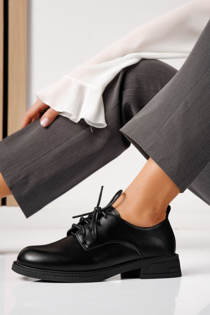 Pantofi casual dama negri din piele ecologica Bellamy #24892