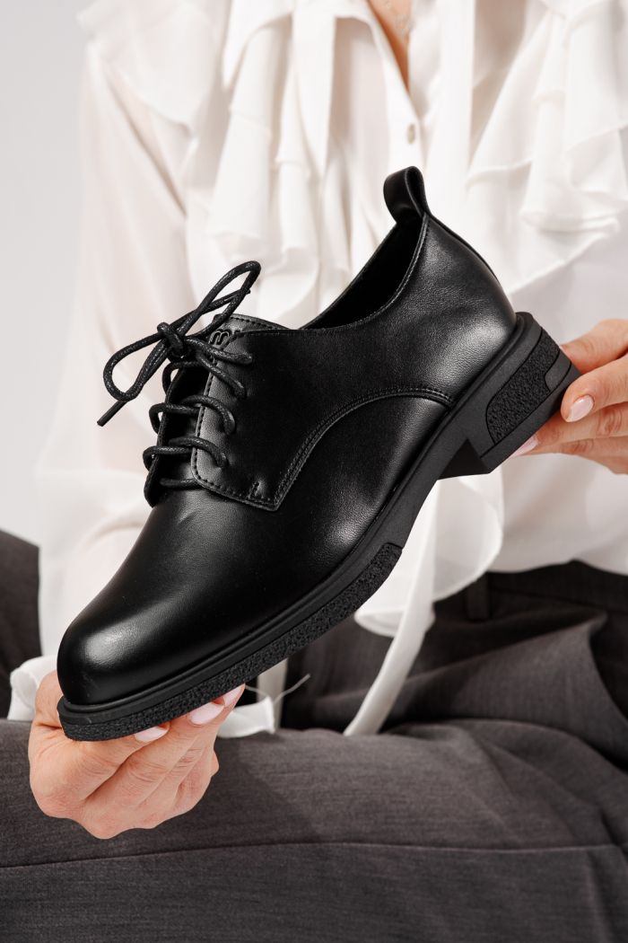 Pantofi casual dama negri din piele ecologica Bellamy #24892