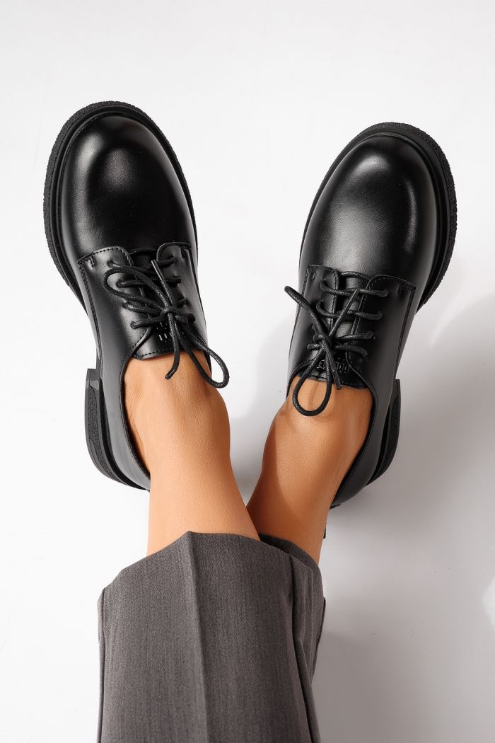 Pantofi casual dama negri din piele ecologica Bellamy #24892