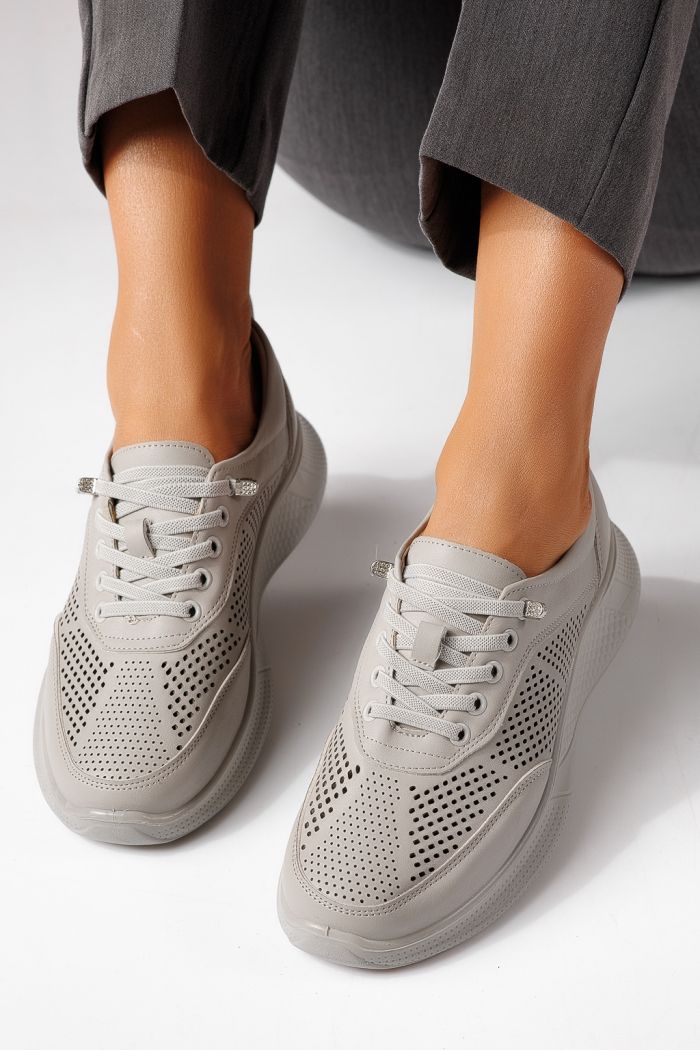 Pantofi casual dama gri din piele ecologica Catrina #24939