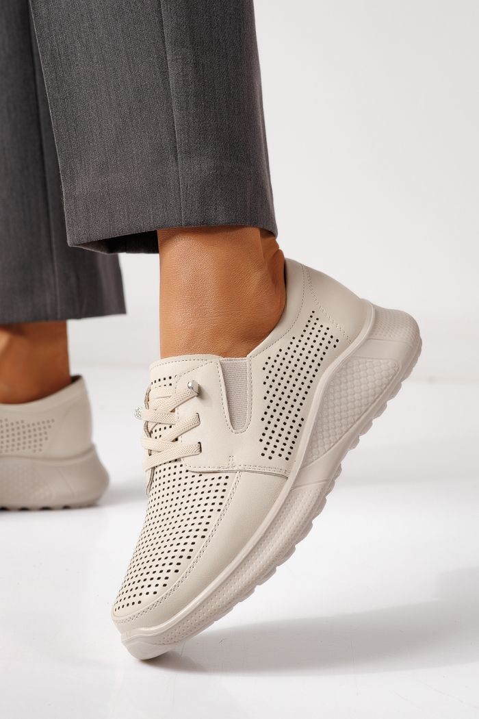 Pantofi casual dama bej  din piele ecologica Gilda #24941