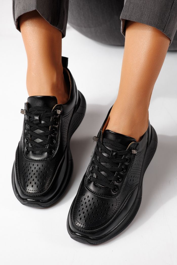 Pantofi casual dama negri din piele ecologica Bica #24938