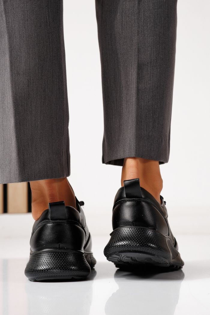 Pantofi casual dama negri din piele ecologica Bica #24938