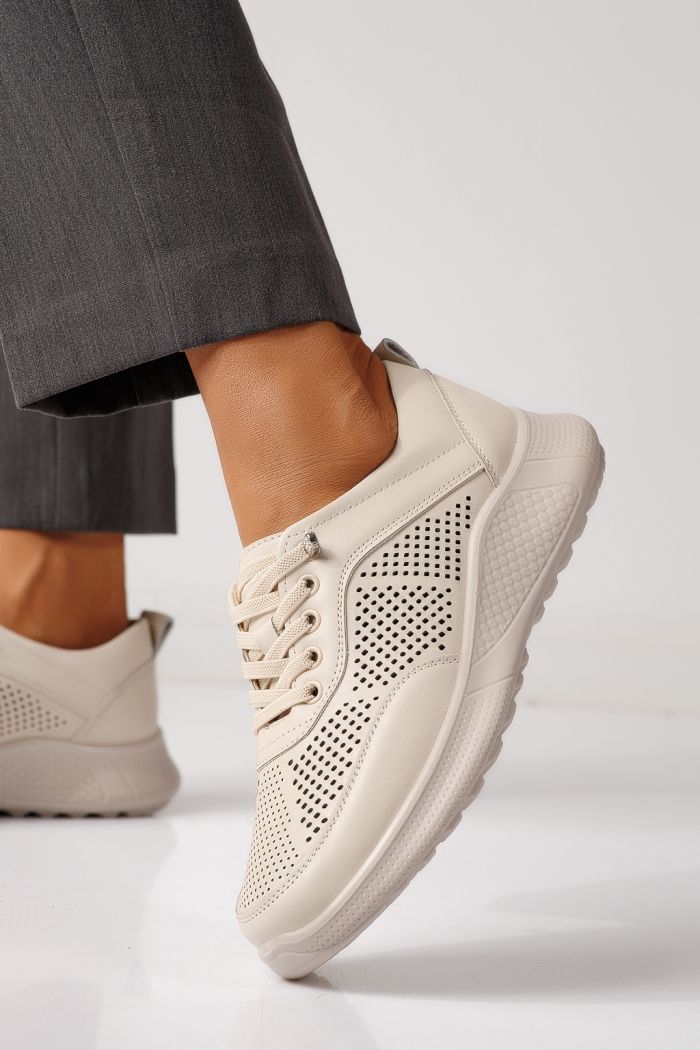 Pantofi casual dama bej  din piele ecologica Catrina #24940