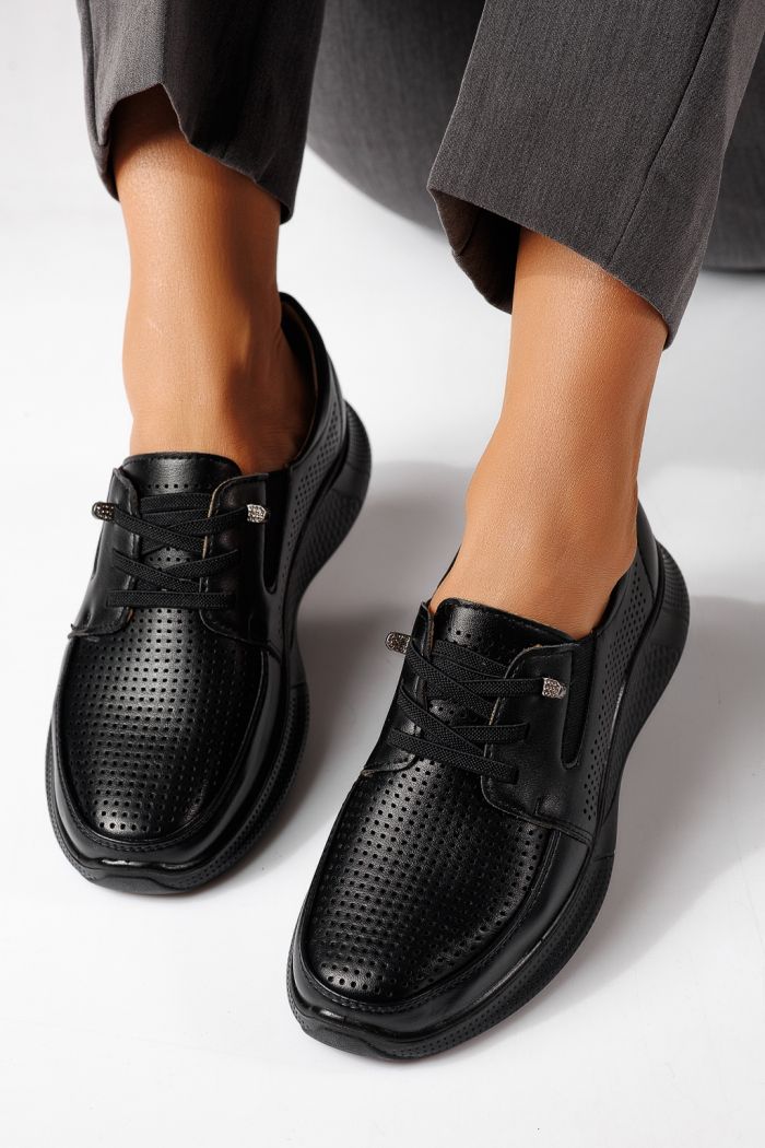 Pantofi casual dama negri din piele ecologica Gilda #24942