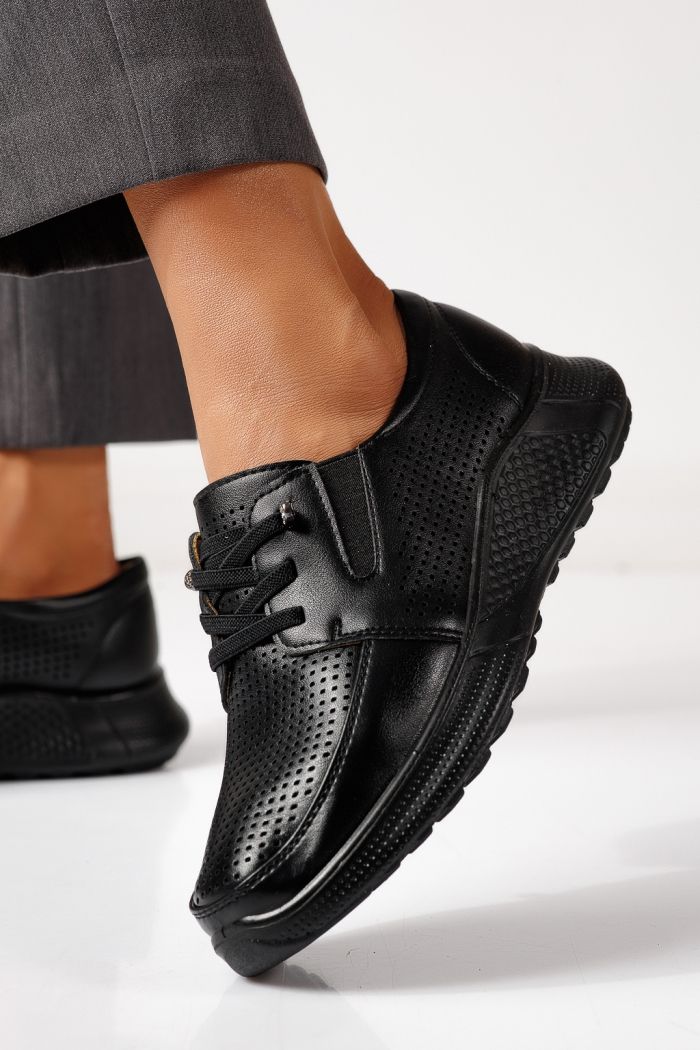 Pantofi casual dama negri din piele ecologica Gilda #24942