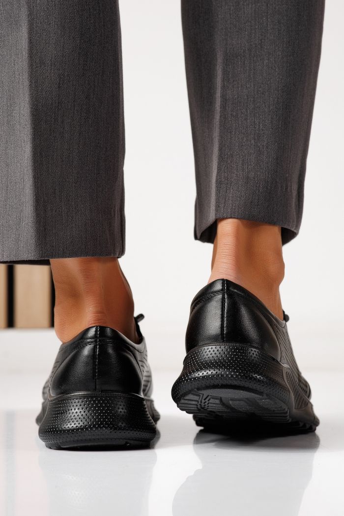 Pantofi casual dama negri din piele ecologica Gilda #24942