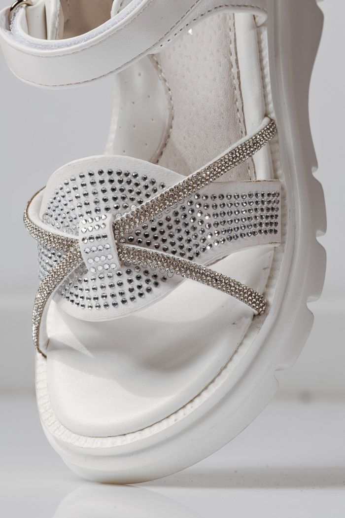 Sandale copii albe din piele ecologica Althea  #24952