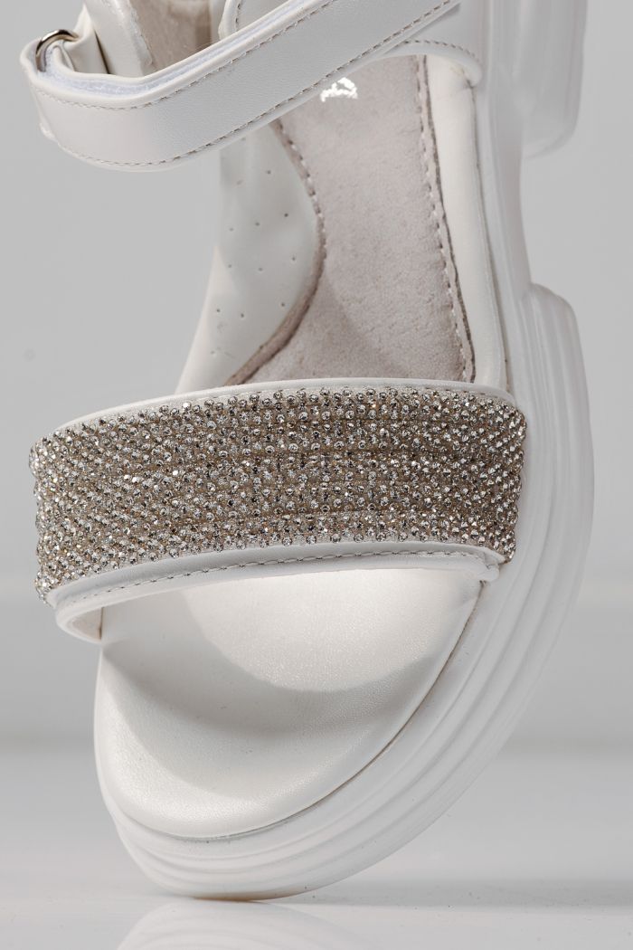 Sandale copii albi din piele ecologica Enara #24919