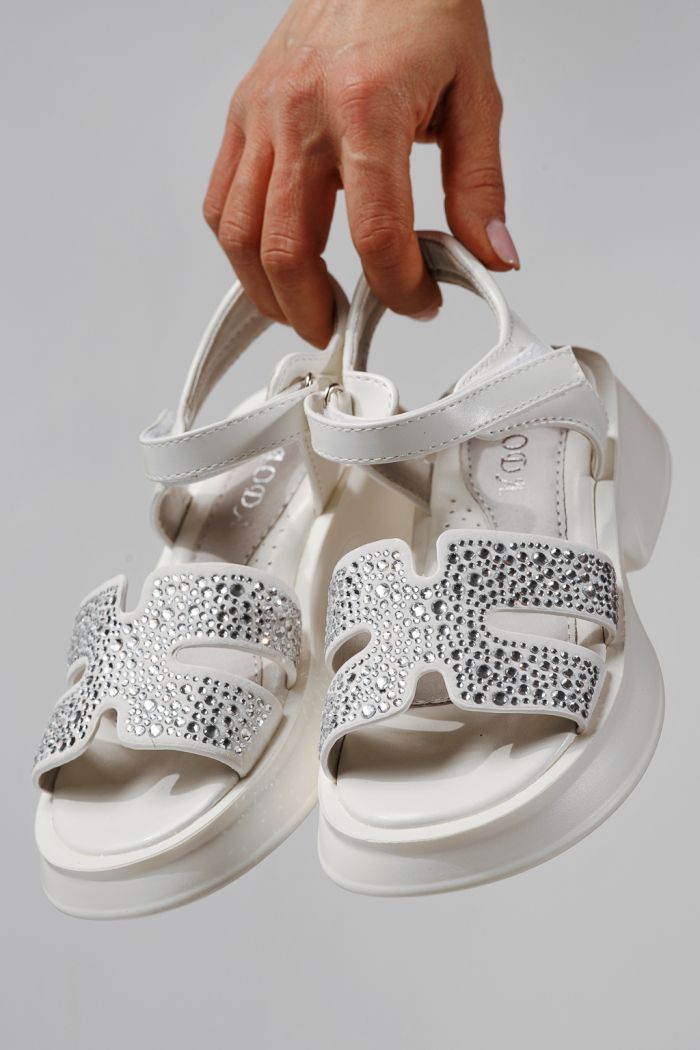 Sandale copii albe din piele ecologica Lovia #24956