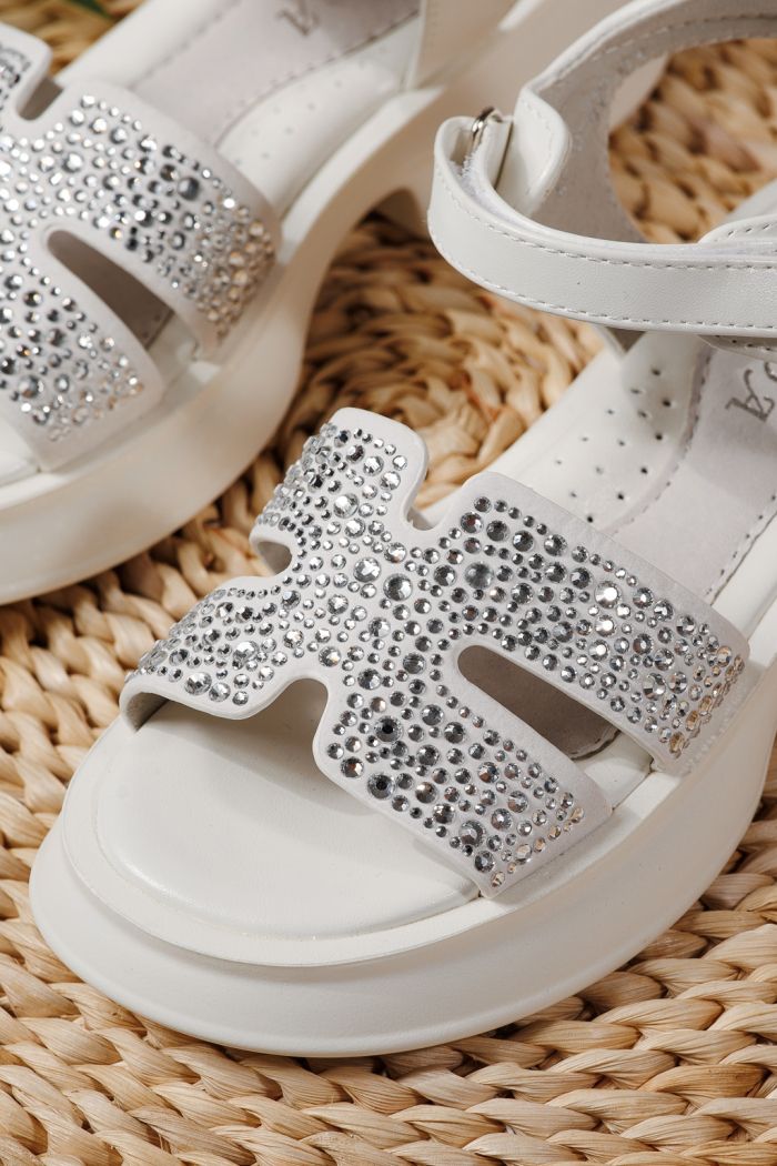 Sandale copii albe din piele ecologica Lovia #24956