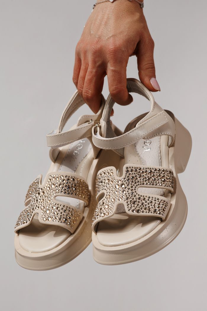 Sandale copii bej din piele ecologica Lovia #24958