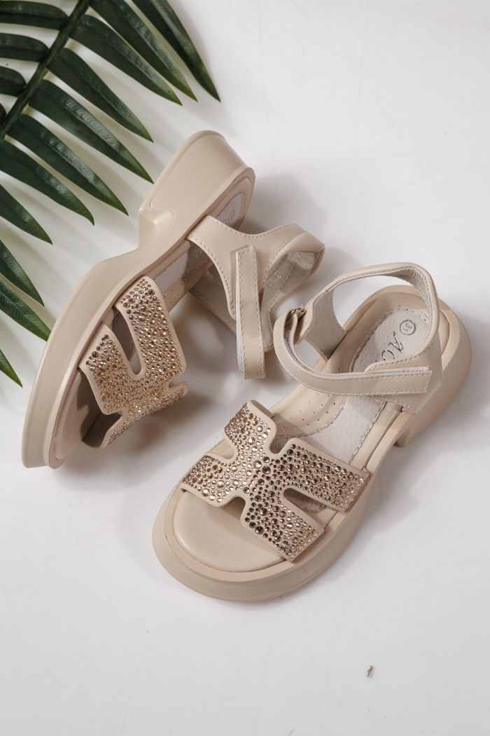 Sandale copii bej din piele ecologica Lovia #24958