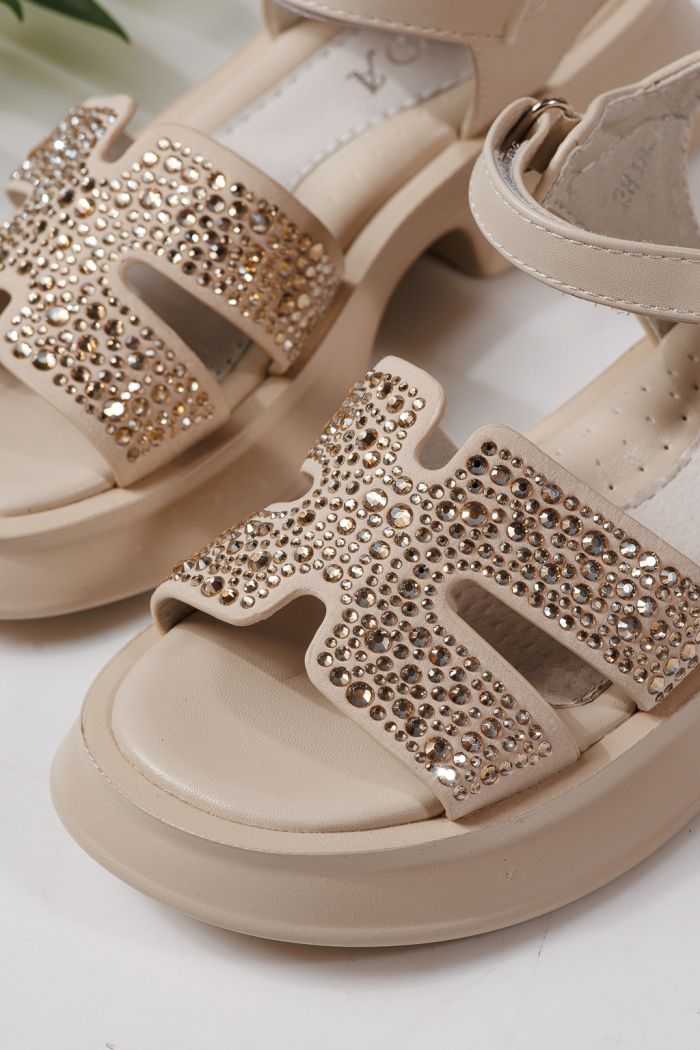 Sandale copii bej din piele ecologica Lovia #24958