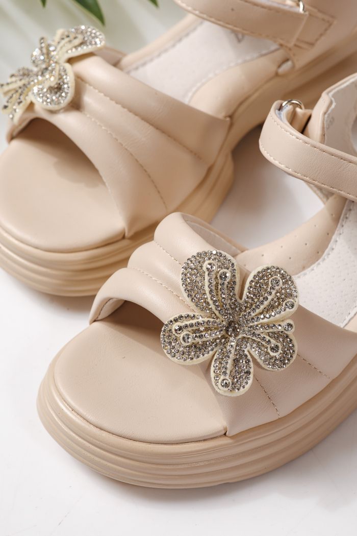 Sandale copii bej din piele ecologica Elara #24913