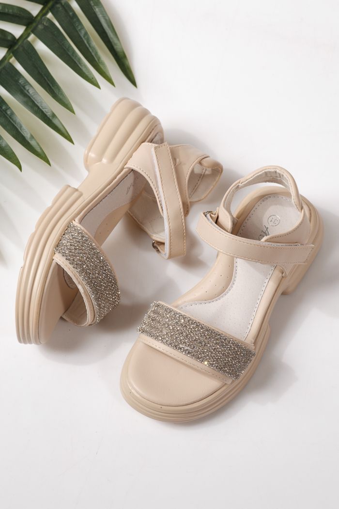 Sandale copii bej din piele ecologica Enara #24917