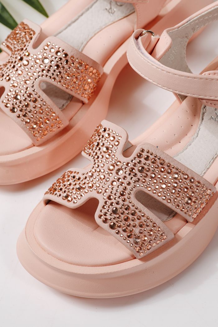 Sandale copii roz din piele ecologica Lovia #24957