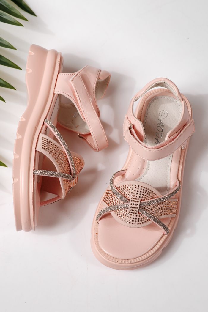 Sandale copii roz din piele ecologica Althea  #24954