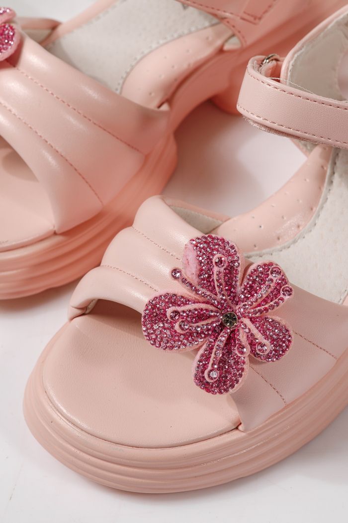 Sandale copii roz din piele ecologica Elara #24916