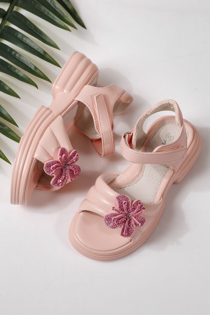 Sandale copii roz din piele ecologica Elara #24916