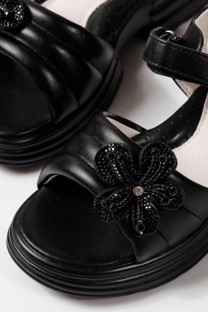 Sandale copii negre din piele ecologica Elara #24914