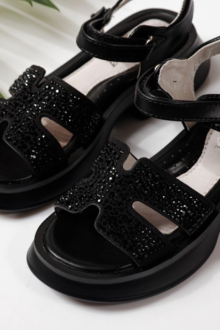 Sandale copii negre din piele ecologica Lovia #24955