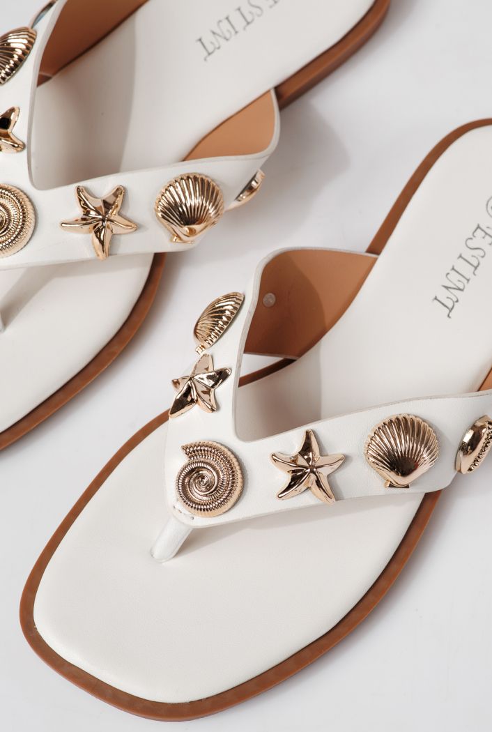 Papuci dama albi din piele ecologica Zelia #24800