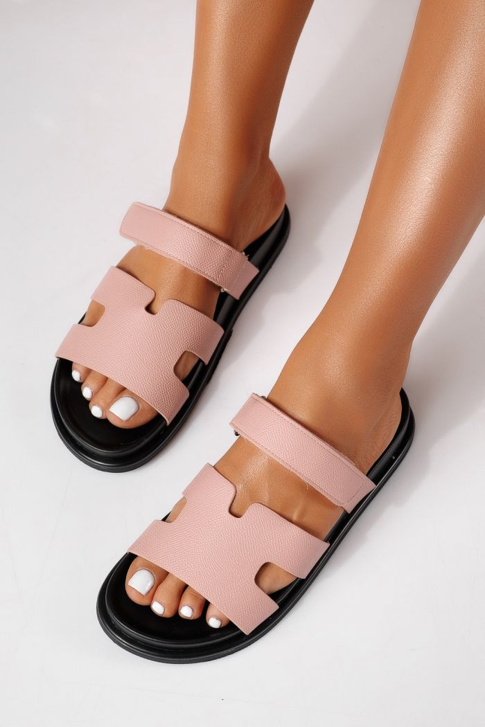 Papuci dama roz din piele ecologica Yarina #24798