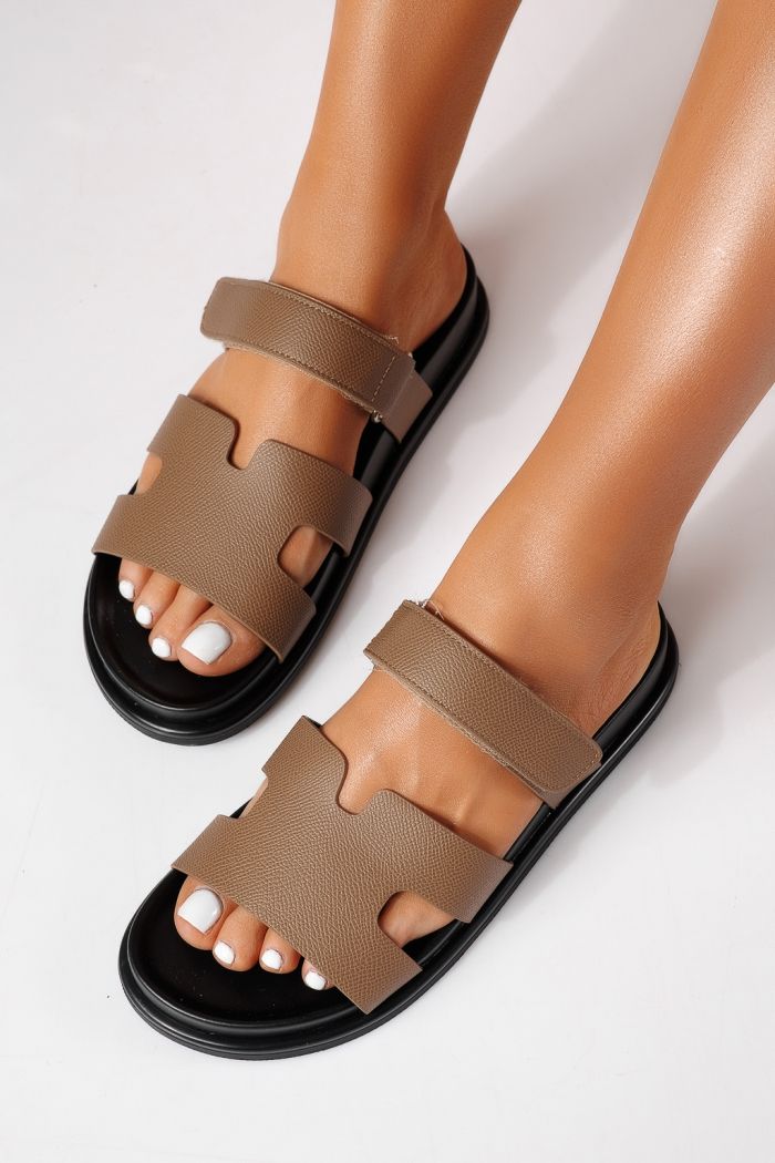 Papuci dama gri din piele ecologica Yarina #24795