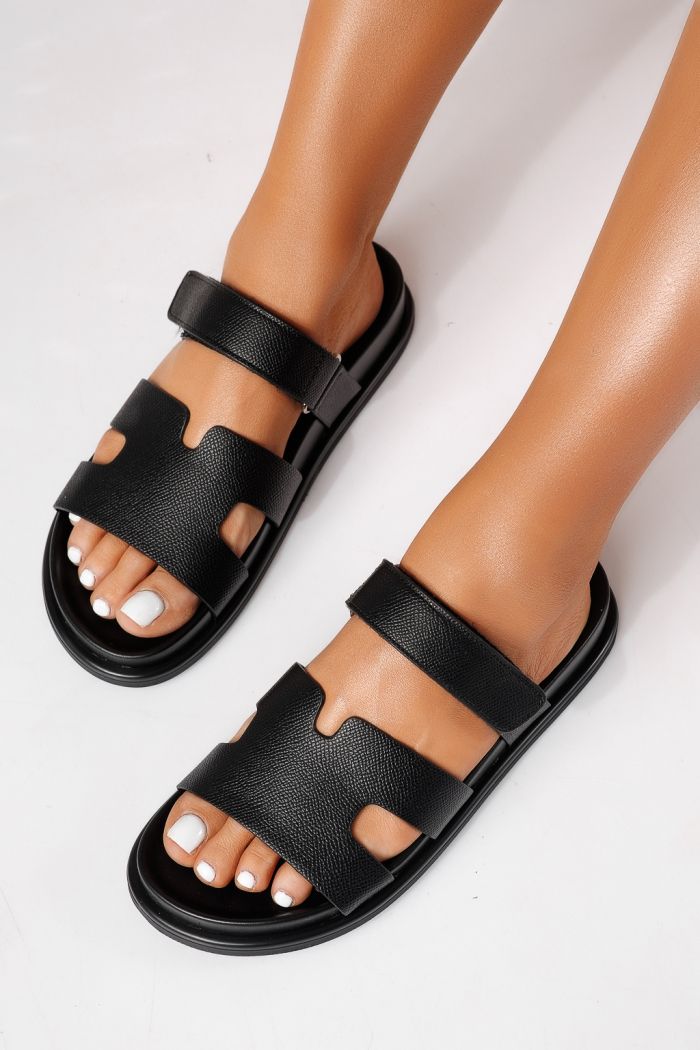 Papuci dama negri din piele ecologica Yarina #24796