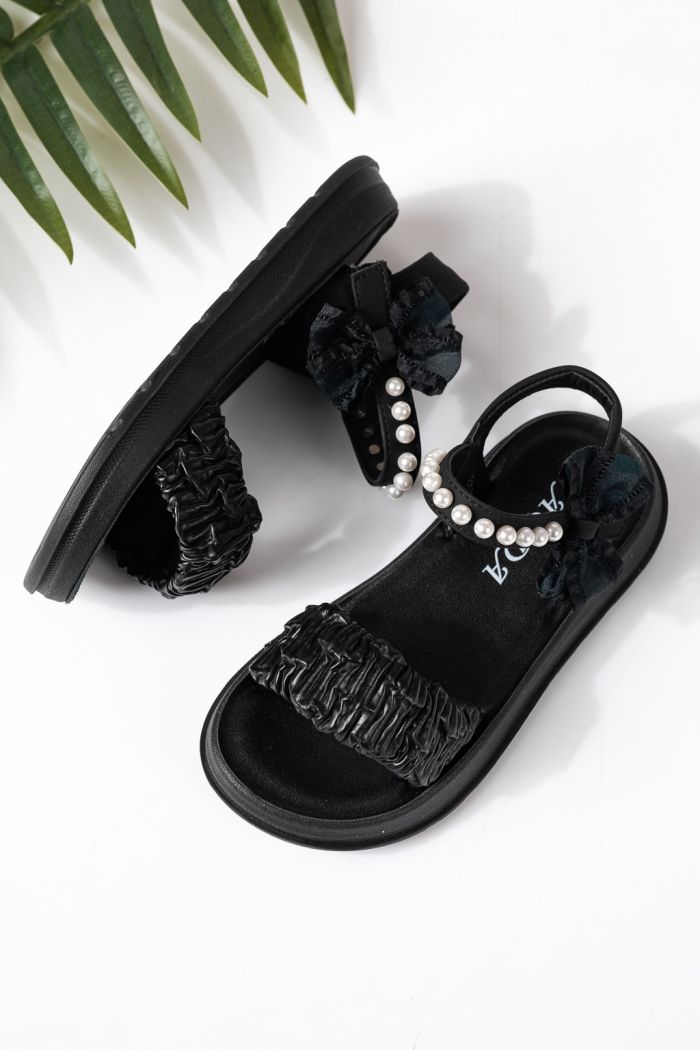 Sandale copii negre din piele ecologica Harper #24962